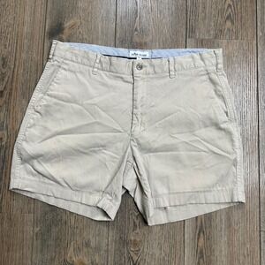 Peter Millar Mens Chino Shorts Khaki Flat Front Size 33 Casual 5" Inseam